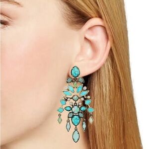 Kendra Scott Aryssa Statement Earrings in Turquoise Tone Zellige Antique Brass